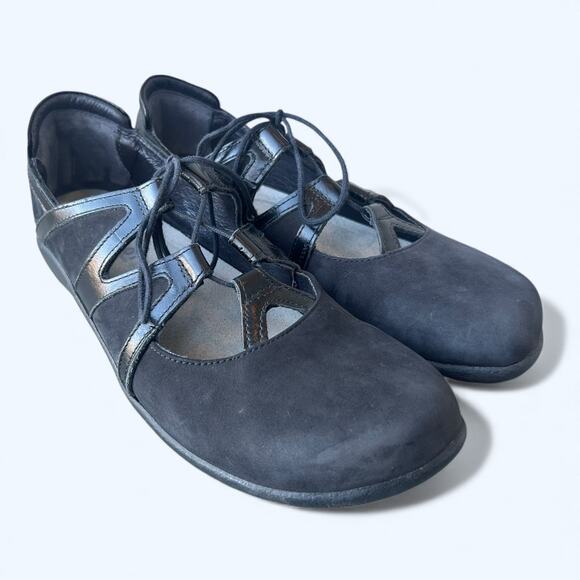 Naot Timu Black Suede Leather Lace Up Mary Jane Comfort Shoes Women's 39 EU - Picture 4 of 7